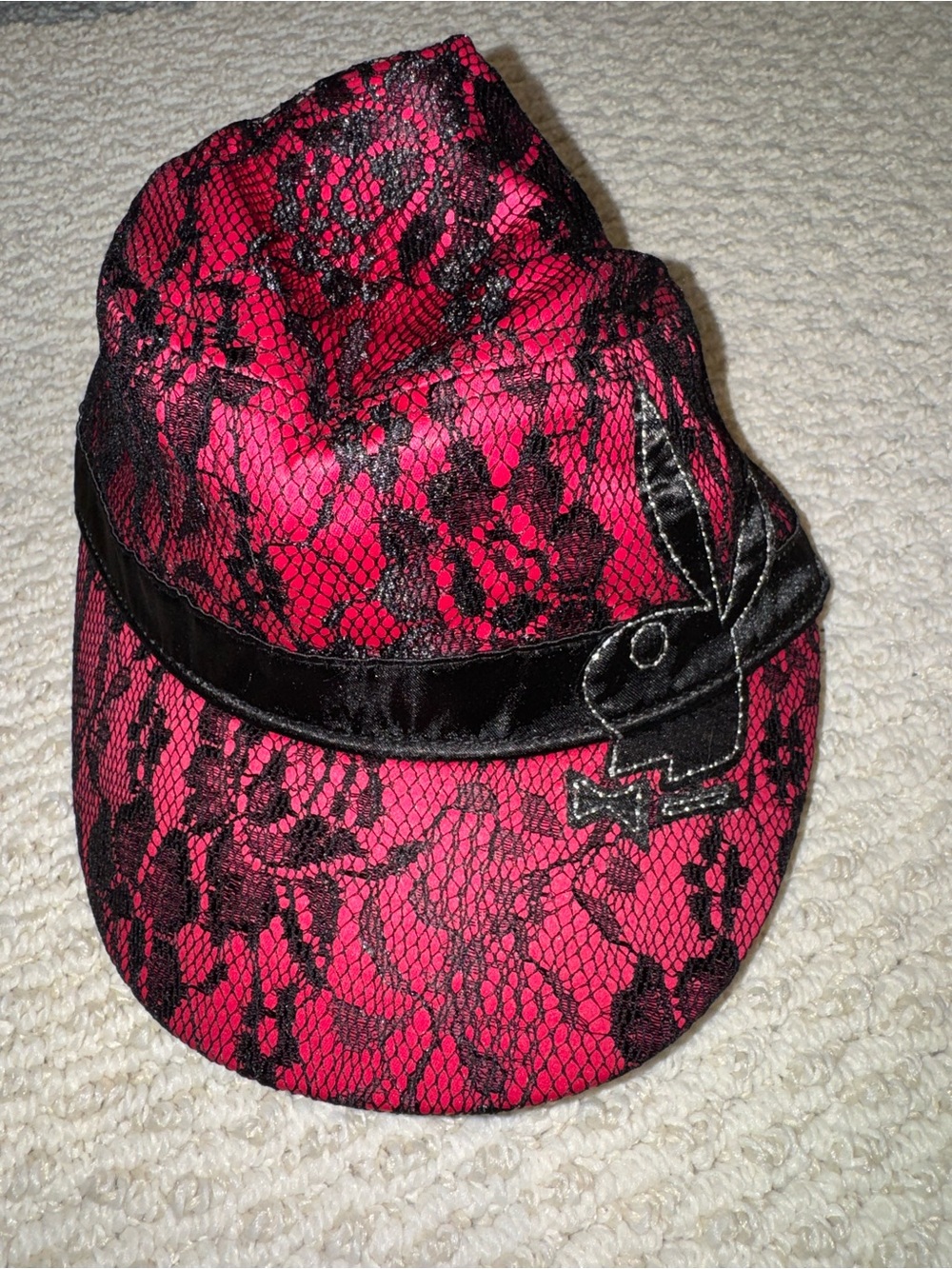 Playboy Lace-Overlay Pink Military Cap
